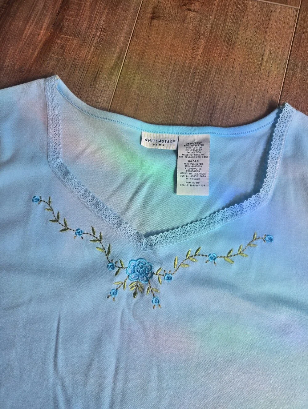 Women’s Plus Size New 28W Blue Floral Tee & Long Gray Lounge Shorts Set